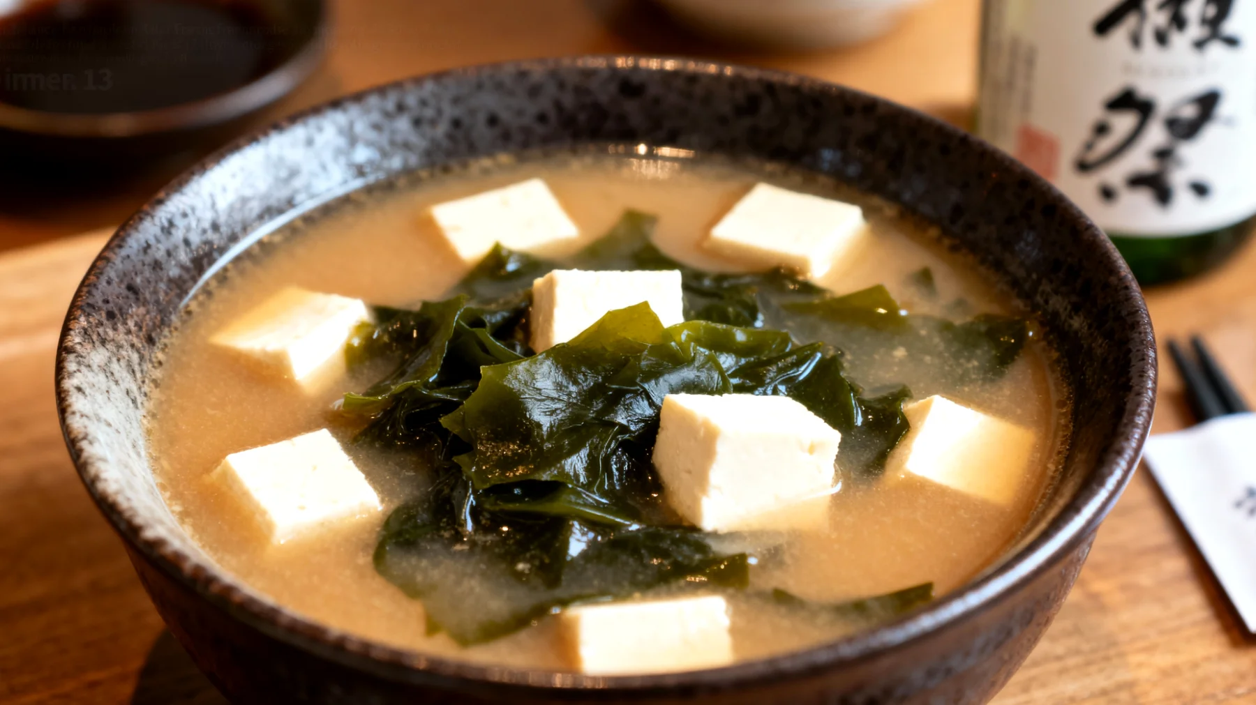 Soupe miso aux algues wakame et tofu"